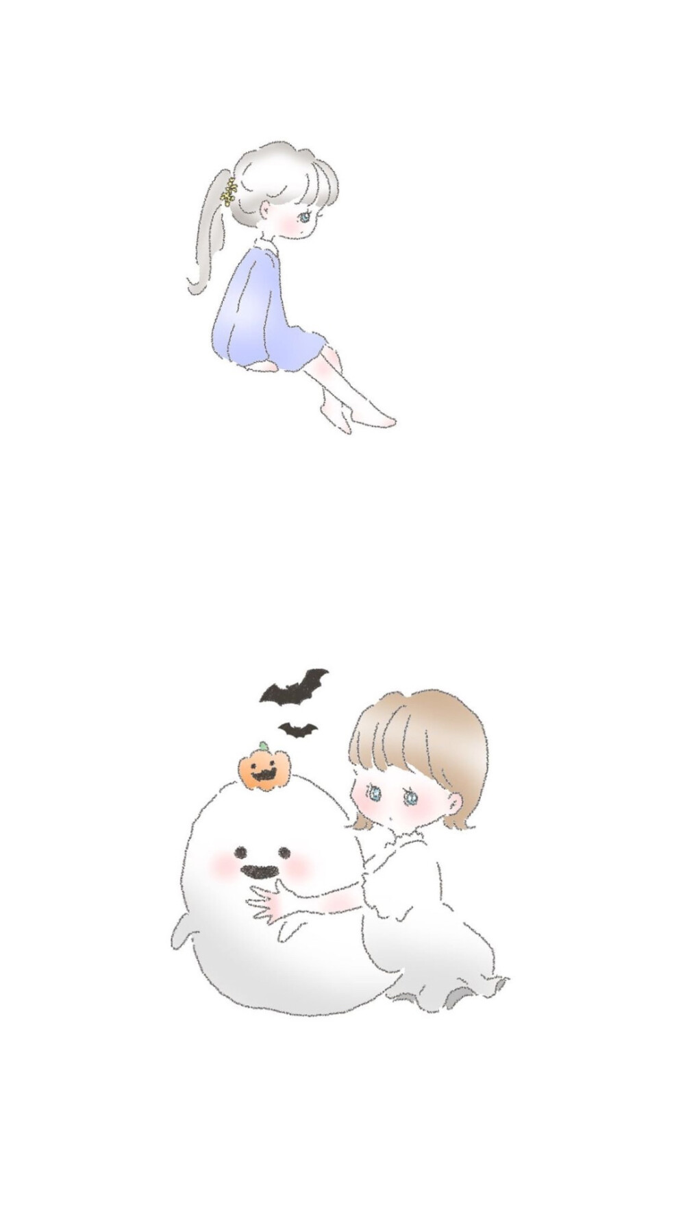 治愈可爱拼接女生头像手机壁纸