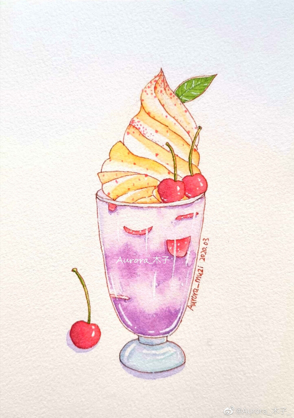 冰淇淋水彩画法图片