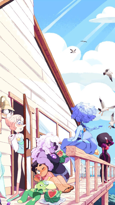 少女心清甜手绘壁纸 公主的梦境 藏着星星湖泊一片森林 ins插画师