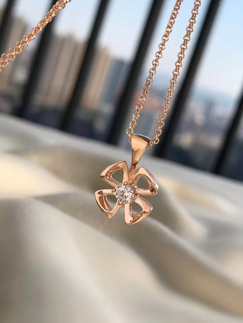 宝格丽bvlg@ri fiorever咏绽系列玫瑰金项链, s925银材质外层厚镀18k