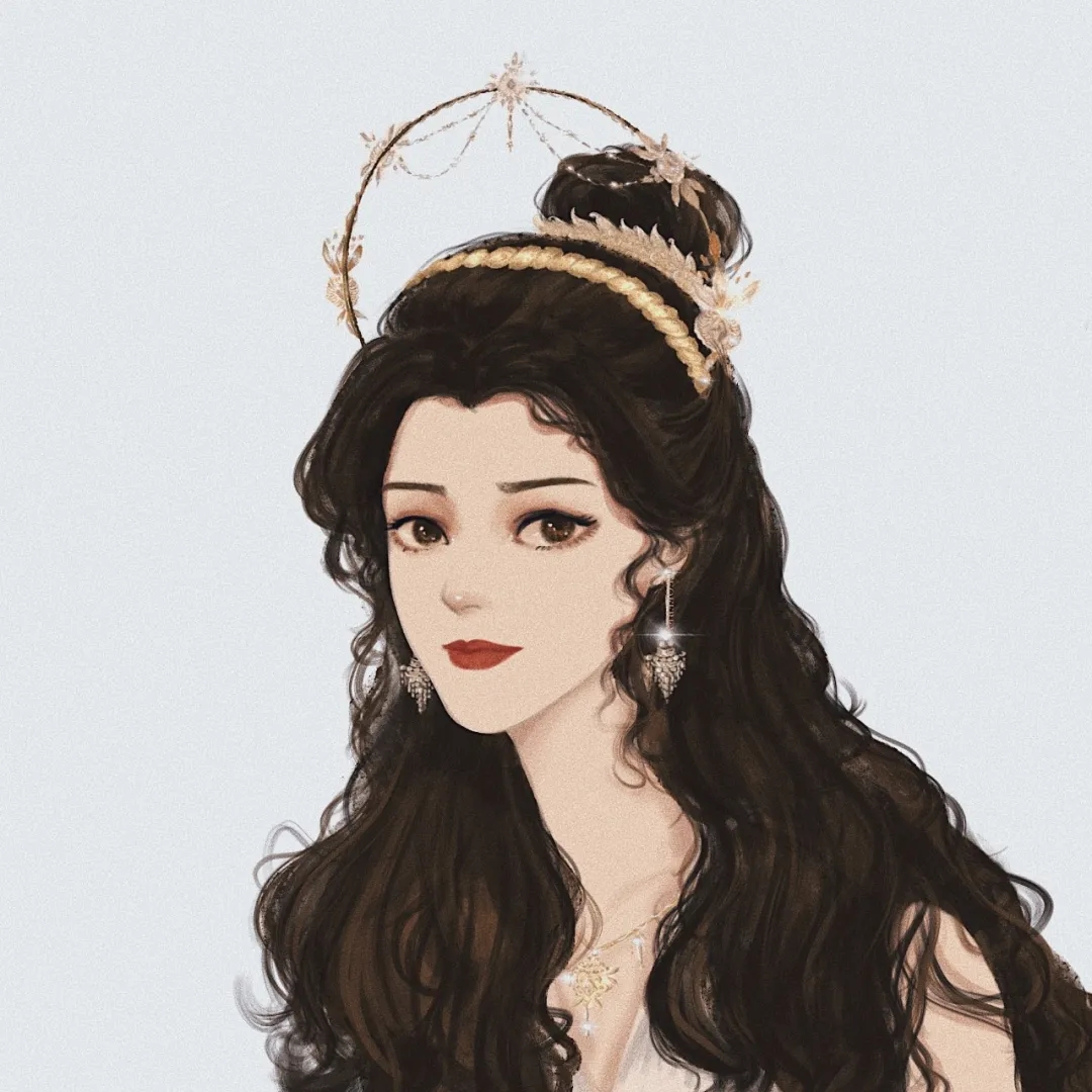 带王冠的公主手绘卡通人物《女生头像》