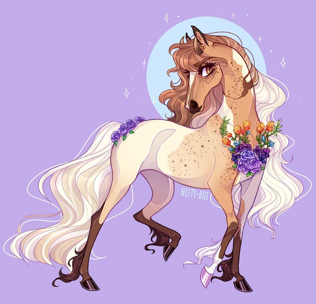 动物插画手绘,马装扮