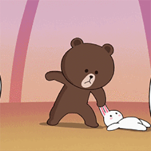 布朗熊摔兔子gif图片