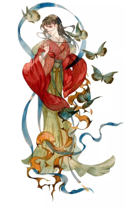 古风水彩画