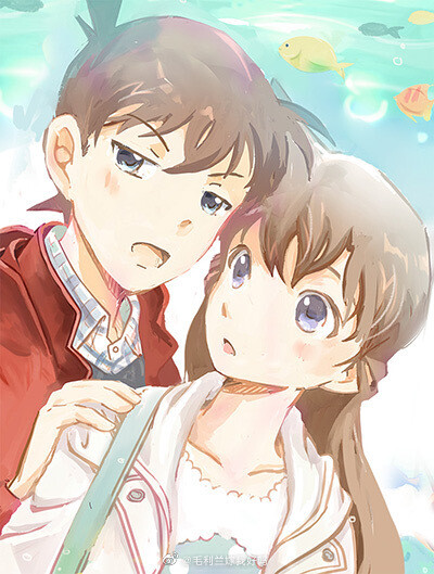 神仙画师微博转载二次元人物工藤新一毛利兰新兰永恒名侦探柯南情侣