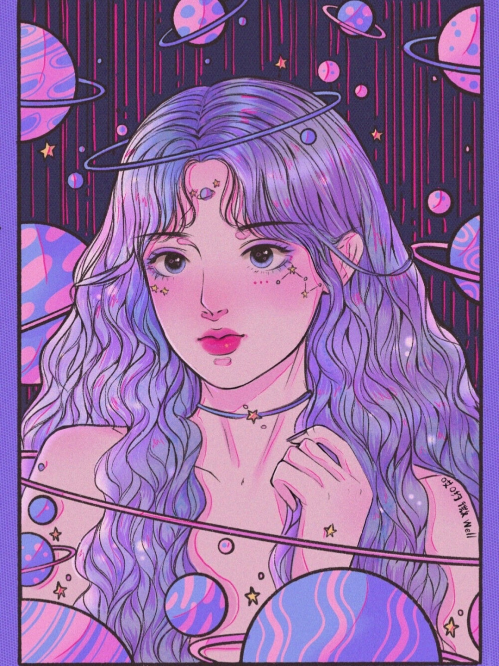 复古卡通漫画风少女插画