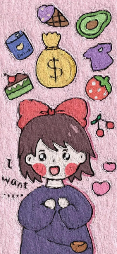 油画 磨砂质感の可爱壁纸