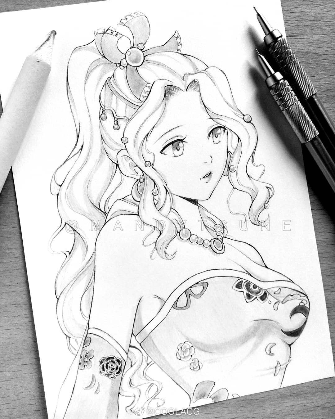 人物黑白动漫插画绘画线稿手绘人物黑白