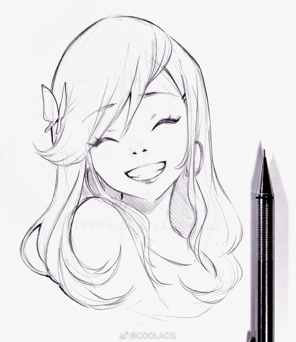 神仙画师微博转载二次元人物黑白动漫素材插画绘画线稿手绘女生男生