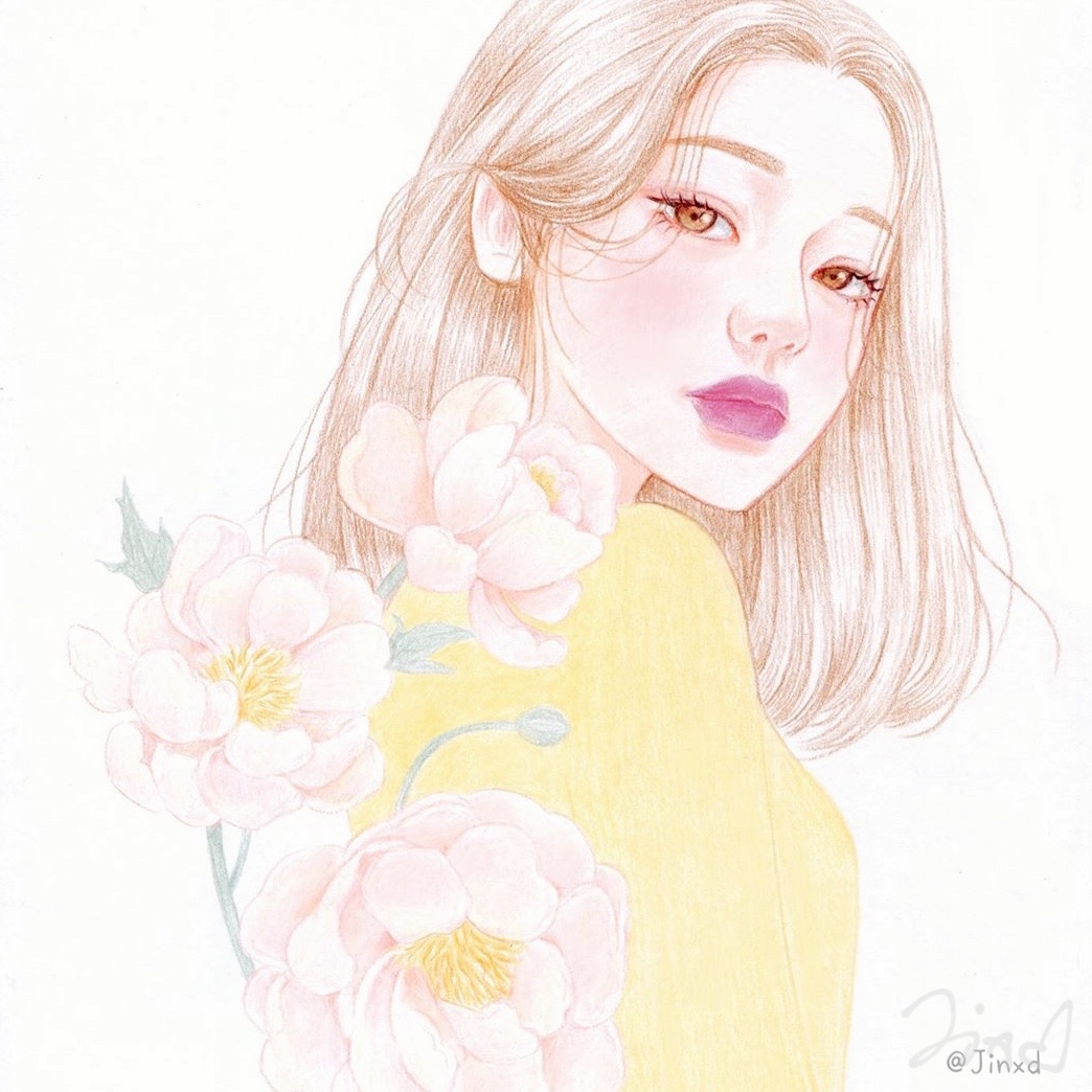淡彩手绘女头闺蜜头像