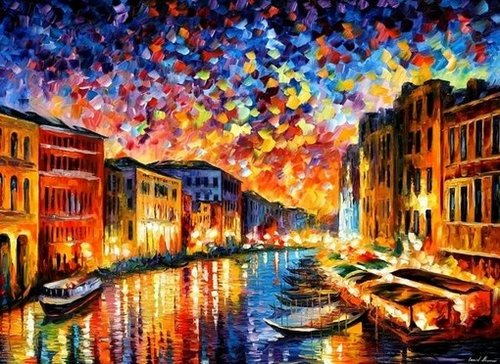 浓墨重彩的都市风景画 -afremov作品