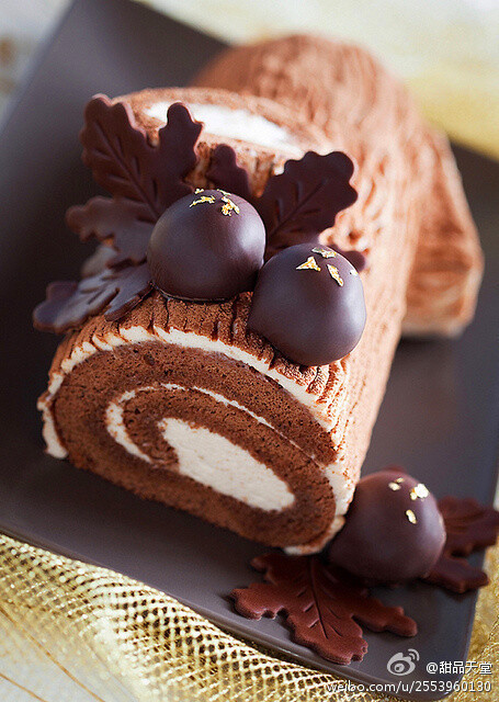 甜品天堂#精致的巧克力蛋糕卷
