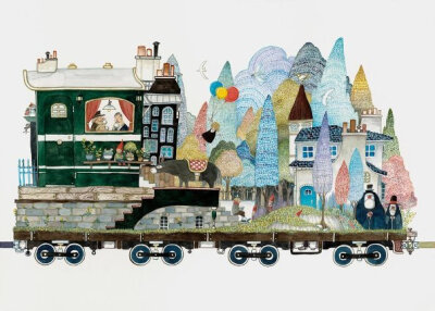 火车上的故事 丨来自日本画家junaida 的插画绘本「火车·雨·彩虹」