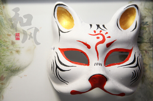 狐狸面具和风手绘日式玉面妖狐 猫头饰 堆糖 美图壁纸兴趣社区