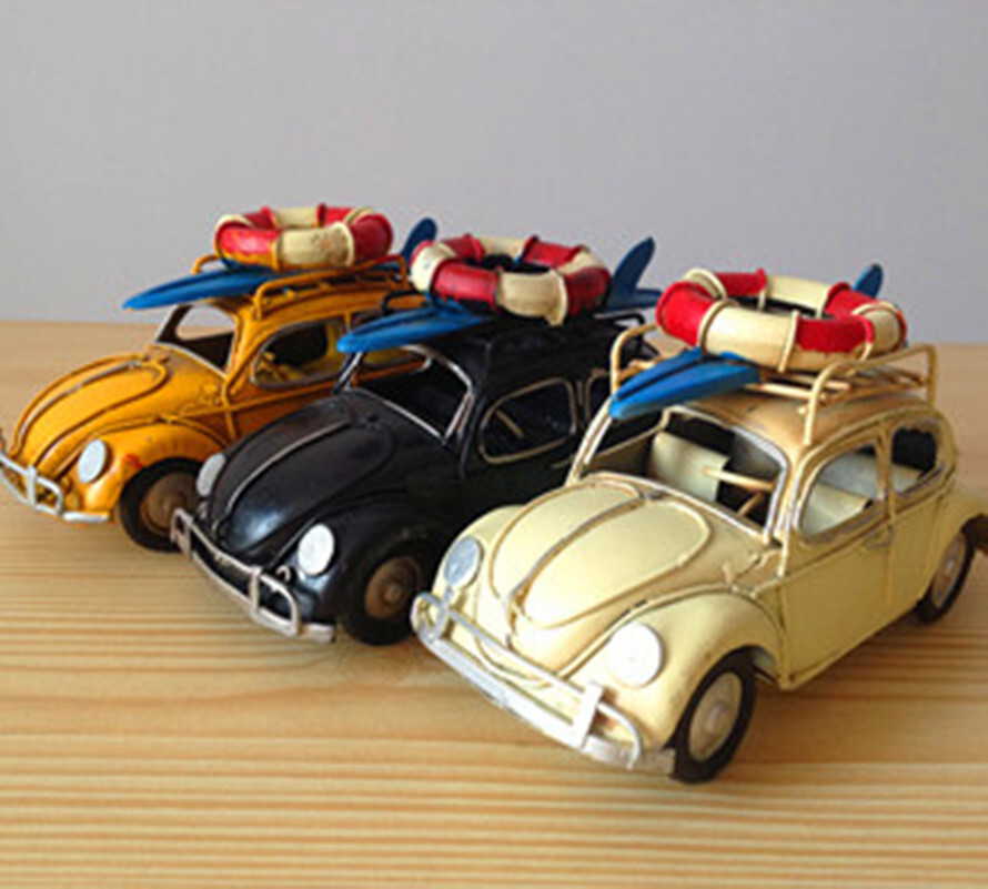 铁皮汽车玩具模型 仿真复古做旧经典甲壳虫 金属工艺品家居摆件