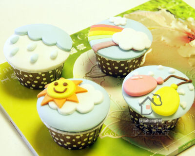 雨后的彩虹翻糖蛋糕定制cupcake杯子蛋糕生日创意蛋糕只组