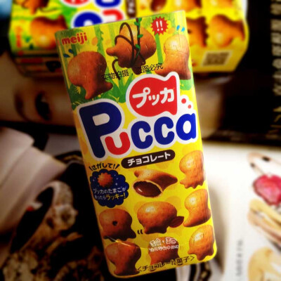 日本直送明治pucca脆皮小鱼巧克力夹心果子小饼干g