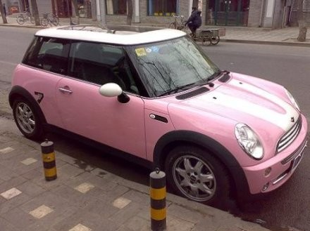 淡粉色mini cooper~~~~~~~~~嗲s了啊!