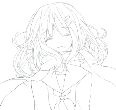 二次元#黑白线稿