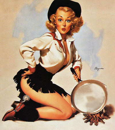 美国吉尔·艾尔夫格兰(gil elvgren)画笔下性感女(六 笑然