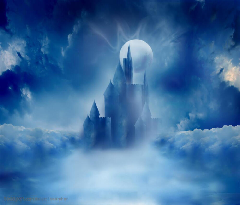 云中的城堡宫殿高清背景图片素材