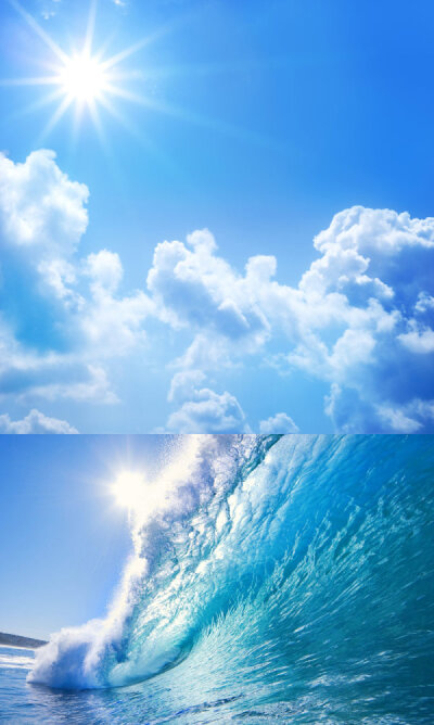 汹涌海浪高清摄影背景图片素材,碧海蓝天图片素材