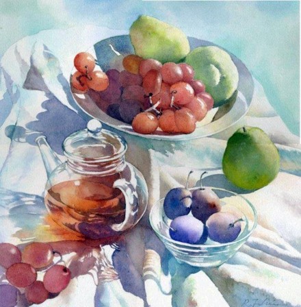 晶莹剔透的水彩静物   来自日本水彩画家ryoyu fukui水彩作品
