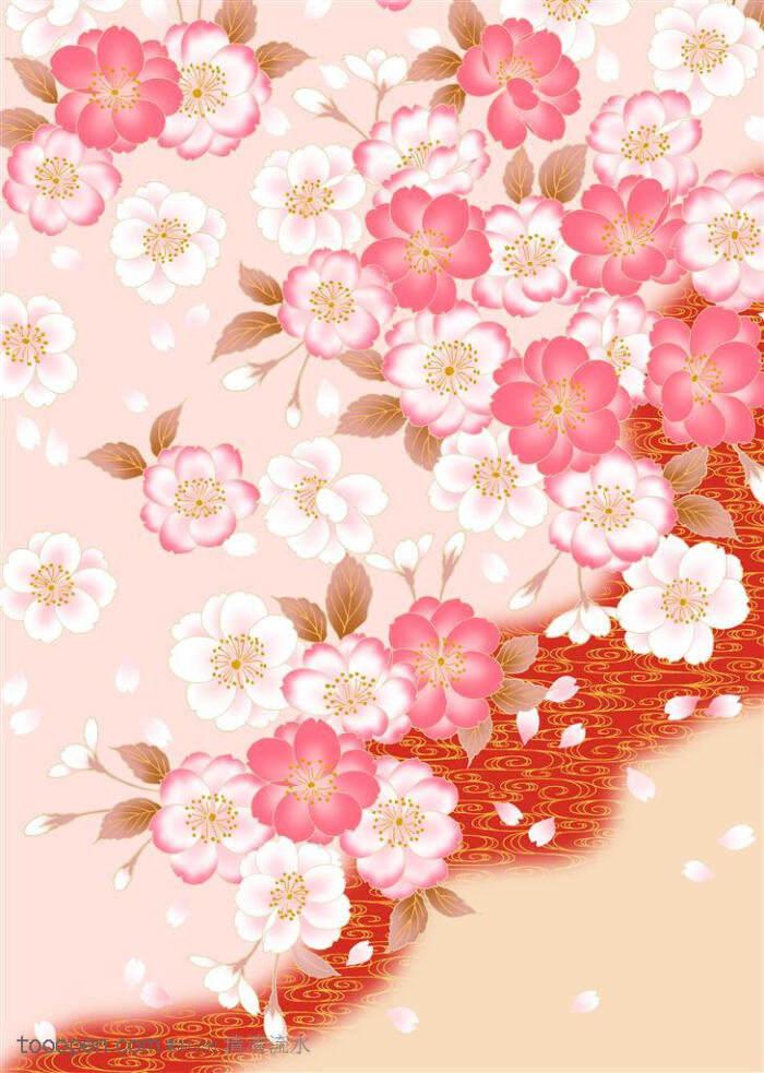 日式花纹-粉色樱花底纹图片设计素材-素材公社免费素材下载并参与传