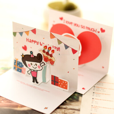 韩版可爱造型立体卡片卡通笑脸生日贺卡祝福卡礼品卡心意表白卡
