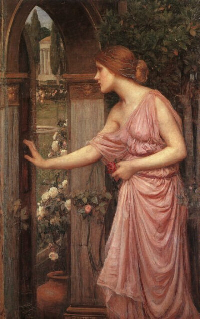 普绪克进入丘比特的花园,john william waterhouse,约翰威廉姆沃特