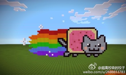 minecraft 像素画#闲来无事撸的一只彩虹猫 我在这里:|新城东里西区