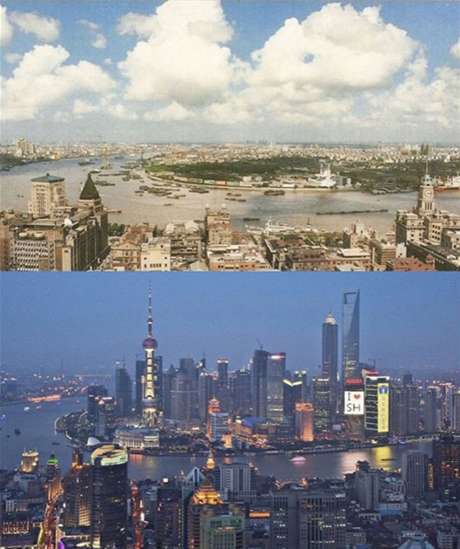 时代的变迁中国上海,1990-2014
