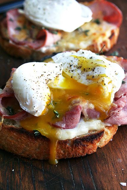 croque monsieur with poached eggs