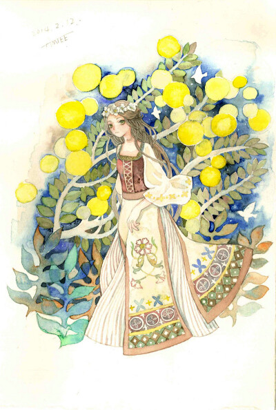 粉笔灰姑娘 的插画 想画童话一般的森林