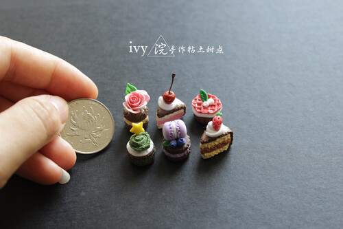 【ivy 浣】最近迷上做迷你食玩,各种甜点,快餐 纯手工 材料:超轻粘土