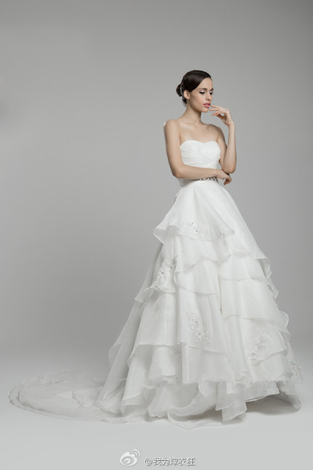 alexander dan he 2014早春婚纱礼服系列,通身的立体镶嵌,裙摆处的