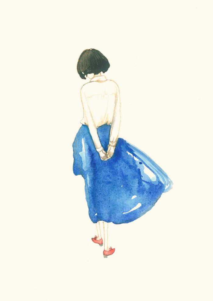 原创水彩服装插画