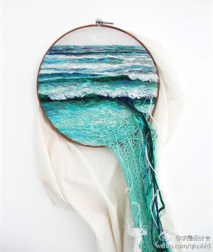 秘鲁艺术家ana Teresa Barboza是刺绣高手 在她的绣针下 海水倾泻 围墙被风推倒 模糊的挂毯 绿色青苔铺地 绷子上创造出生动的自然风景 堆糖 美图壁纸兴趣社区