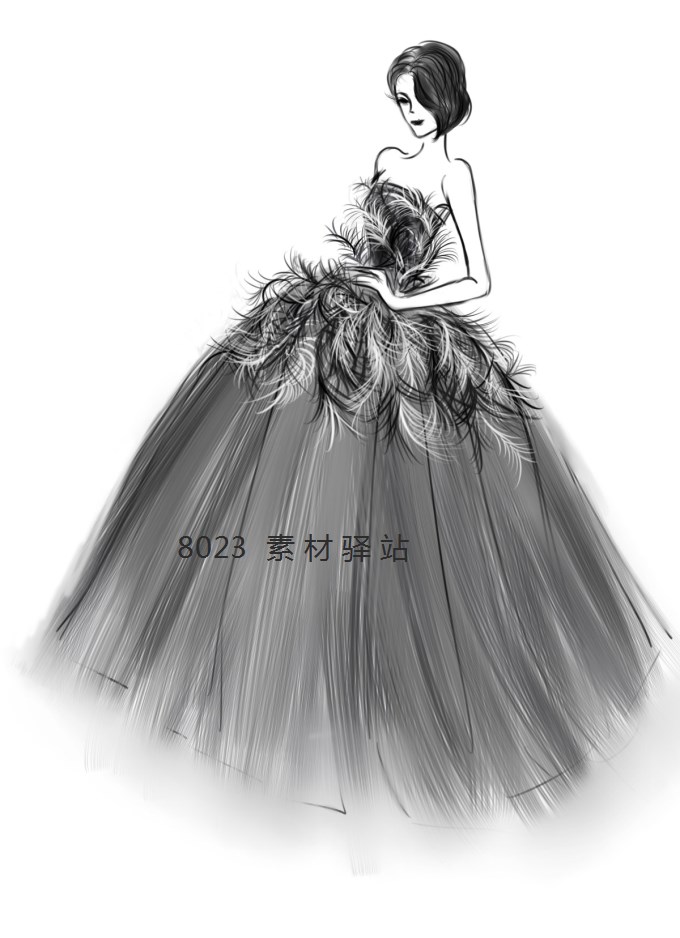 服装设计婚纱手稿图_婚纱服装设计素描手稿(2)