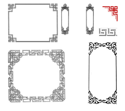 中国古典花边花纹边框 橡皮章素材