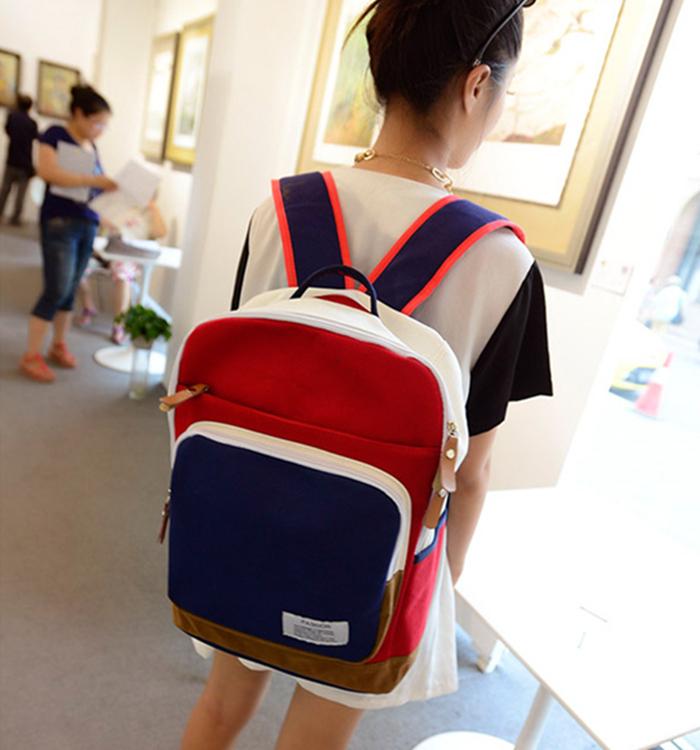 初中高中学生书包女生双肩包韩版潮背包帆布包旅行大包包