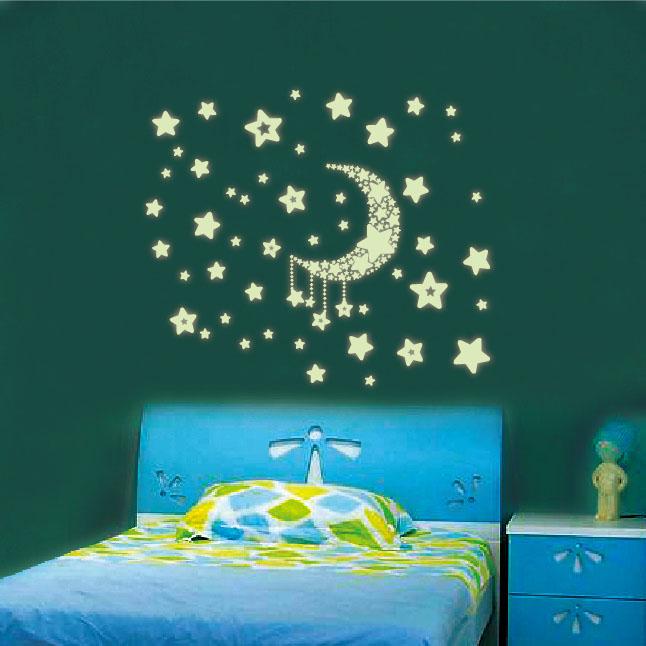 墙贴 荧光贴随意贴 星星月亮爱心夜光贴 儿童卧室卡通墙壁贴纸