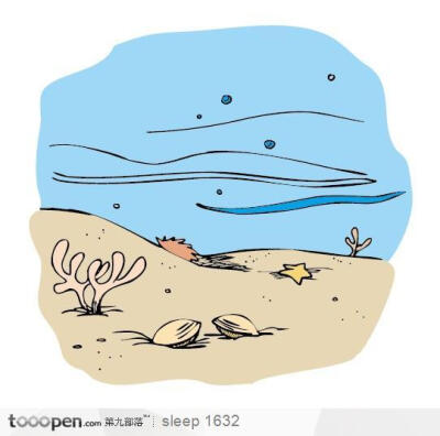 沙滩生物简笔画