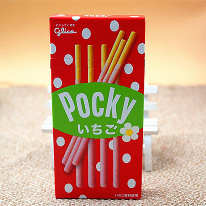 日本进口零食 固力果glico pocky 草莓巧克力夹心饼干棒 41g盒装