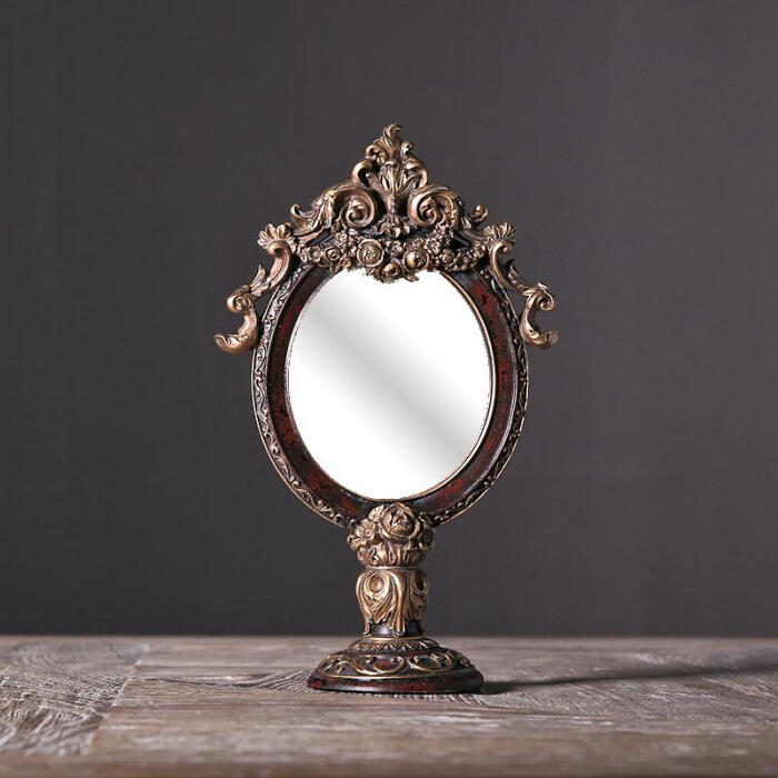 欧式宫廷奢华法式新古典化妆镜子佛罗伦萨复古树脂雕花梳妆镜