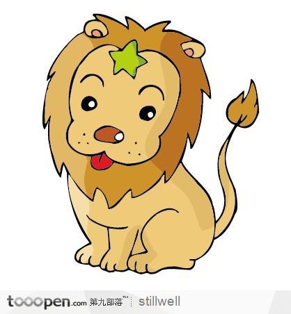 吐舌头的小狮子插画素材
