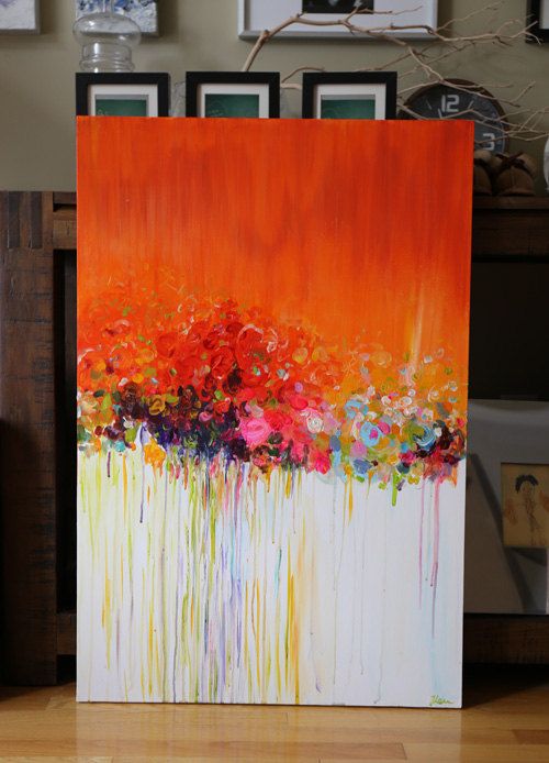 original abstract painting acrylic flower painting by artbyoak1