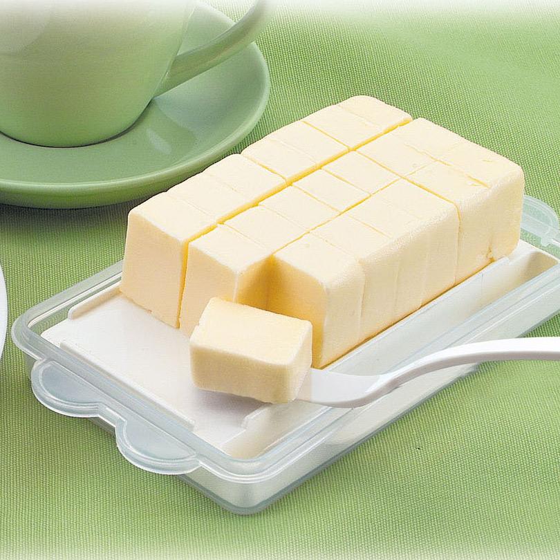 日本进口 黄油盒 牛油盒 黄油专用保鲜盒 厨房收纳盒 附黄油刀