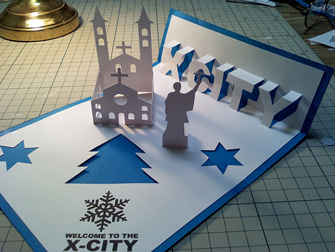 圣诞城市立体圣诞贺卡手工制作教程   纸