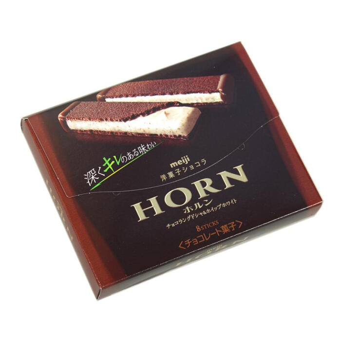 日本进口明治horn 巧克力脆皮白巧克力夹心威化饼55g 8本1576 堆糖 美图壁纸兴趣社区